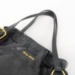 Authentic MIU MIU Logo Leather Tote Bag Shoulder Bag Black🩷🍒 - Image 16