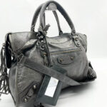 Balenciaga 2way Handbag City Bag Dark Gray Leather 115748 Shoulder bag Authentic🪻🍃 - Image 9
