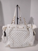 Juicy Couture Large Leather White Gold Beaded Bag Purse🌺🩷 - Image 2