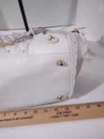 Juicy Couture Large Leather White Gold Beaded Bag Purse🌺🩷 - Image 7