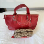 Vintage Coach tote and makeup bag