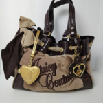 Vintage Juicy Couture Purse Shoulder Bag Velour Tan Brown Y2K🌲🍀