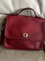 Vintage Coach Purse 9870 Red Leather Court Top Handle Bag Crossbody 🍒❤️‍🔥 - Image 2